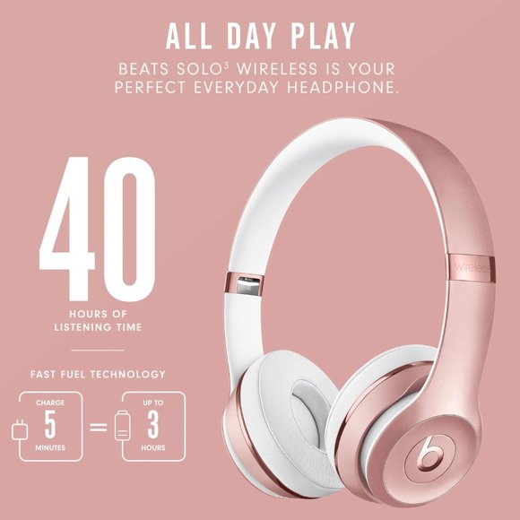 Beats Solo3 Wireless Headphones - Rose Gold - Picture 5 of 6